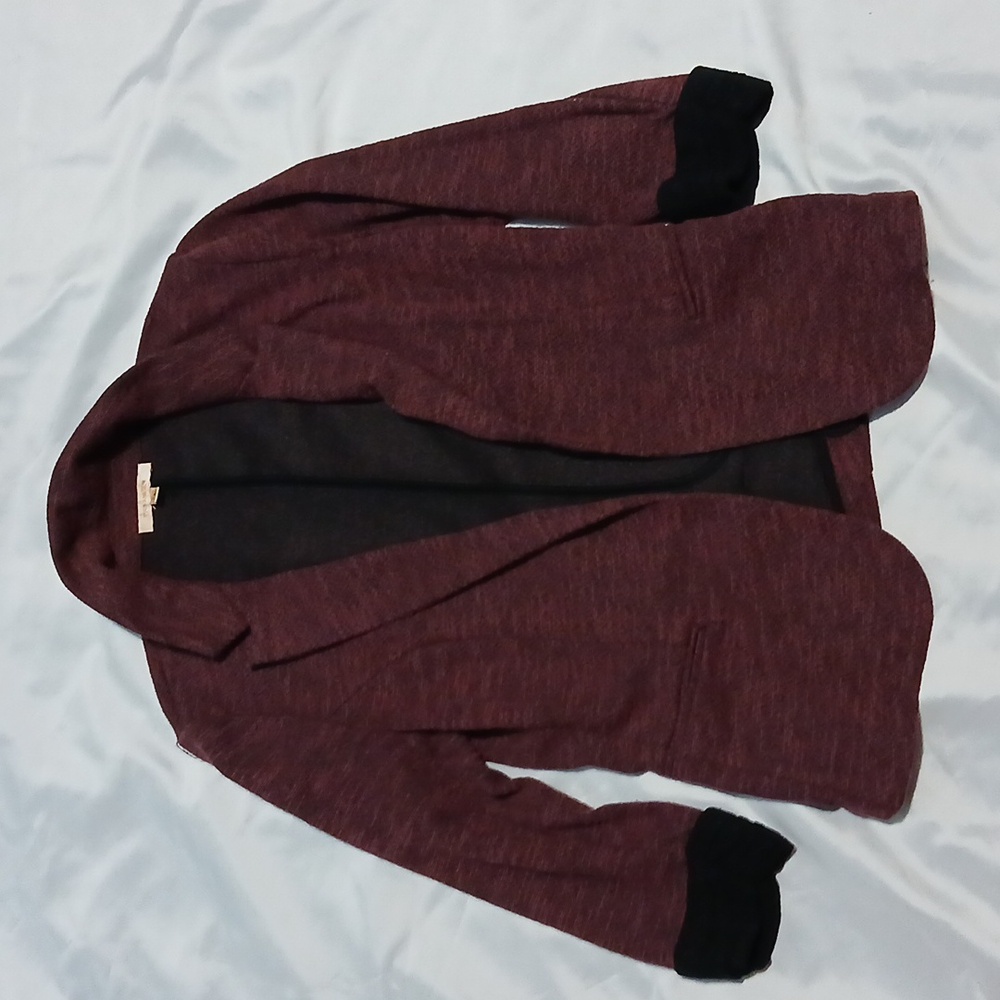 Skies Are Blue Maroon Blazer with Black Accents